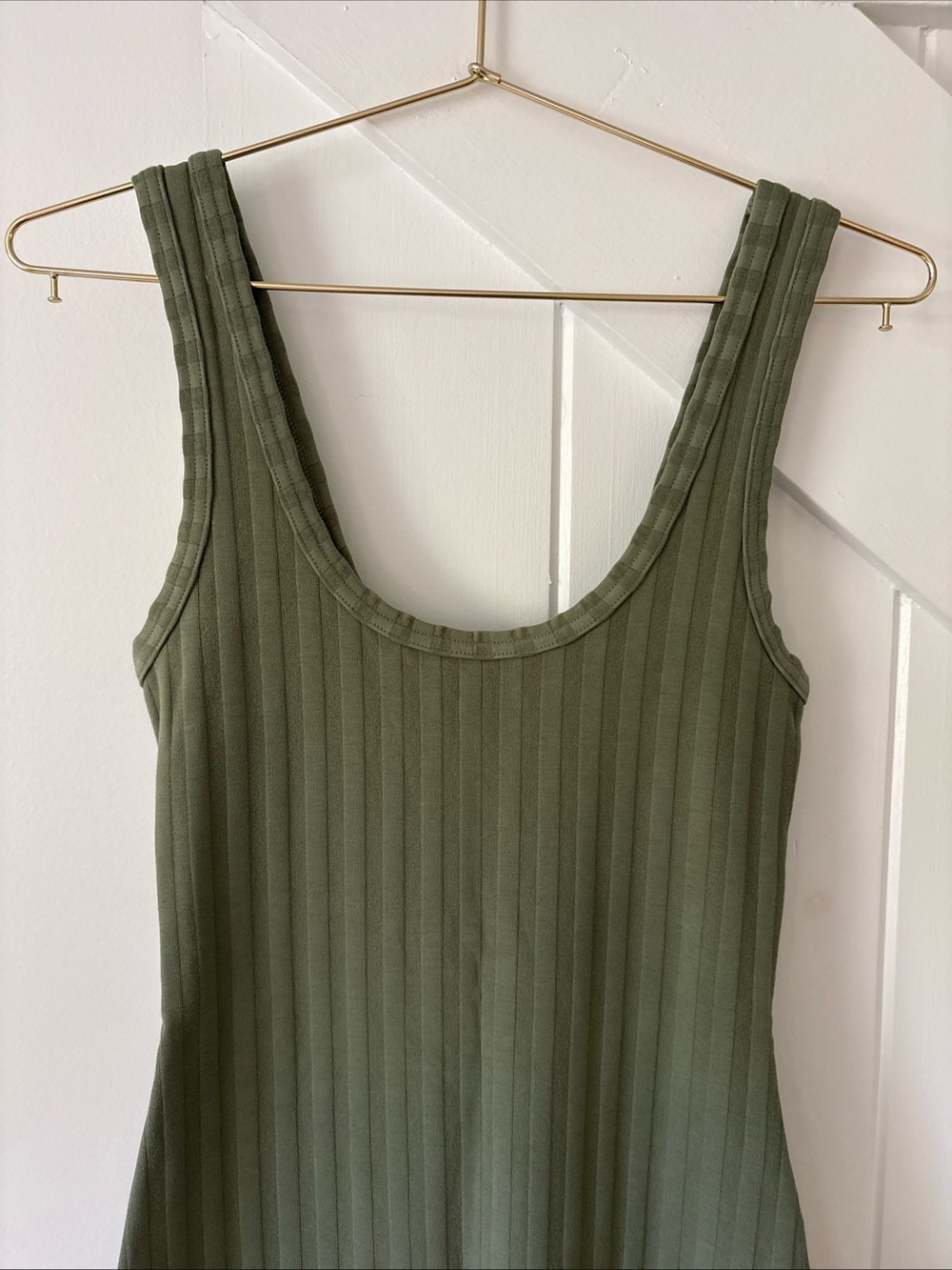 Offline By Aerie OG Groove Midi Dress Size XS Green Ribbed Stretch Side Slit - Picture 3 of 10